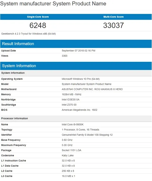 i9-9900K、i7-9700K、i5-9600K跑分