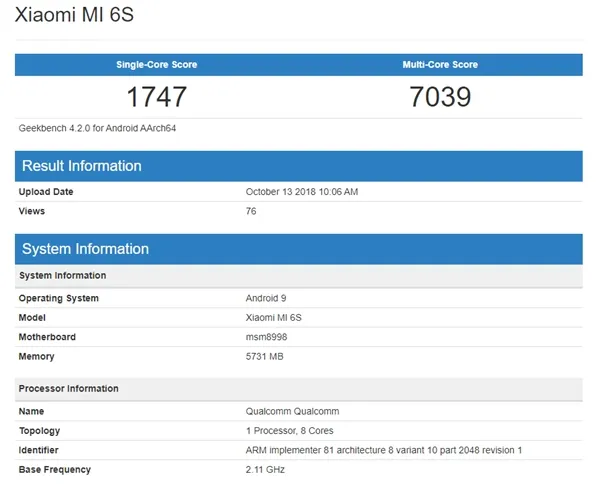 小米新移动设备登录GeekBench：CPU让