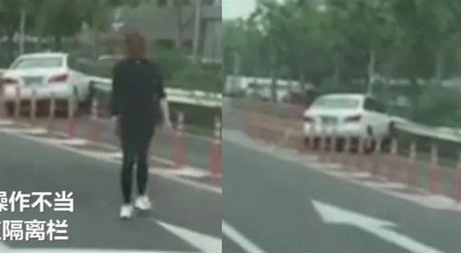 停车忘挂档司机高架追车跑怎么回事