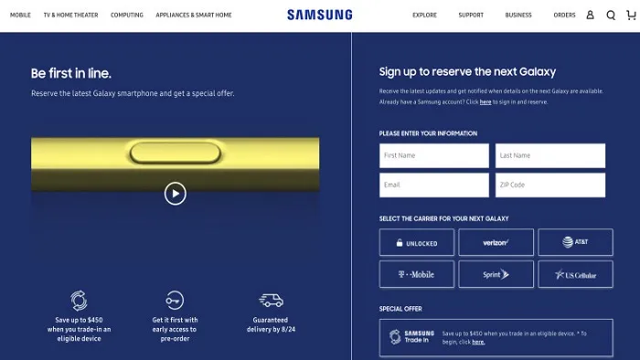 三星 Galaxy Note 9 美国开启预定：2