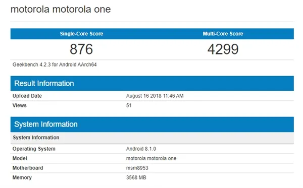 摩托罗拉新机亮相跑分网站：代号moto