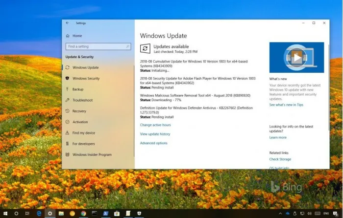 Windows 10 April 2018获累积更新