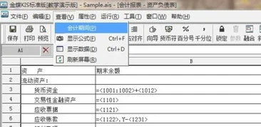 金蝶迷你版报表预收预付公式