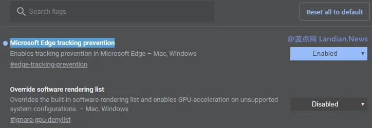 Win10 Edge浏览器新增跟踪防护服务