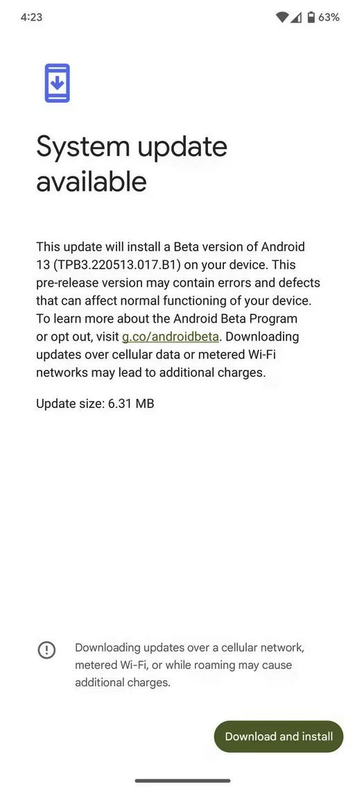 Google发布Android 13 Beta 3.1 修