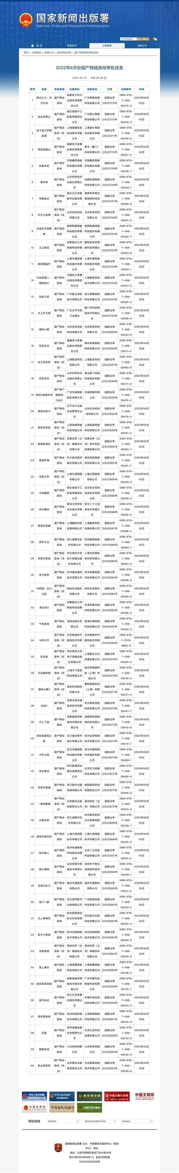 6月国产游戏版号发布！60款游戏获批：手游刷屏