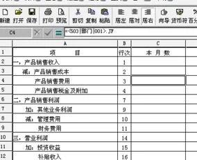 金蝶软件中报表核算项目公式
