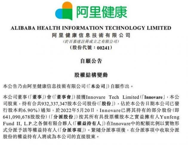 阿里巴巴持有阿里健康股份增至57.06%