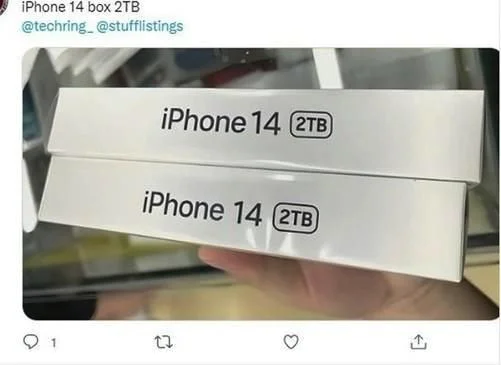 竟有2TB版本！iPhone 14包装盒被曝出